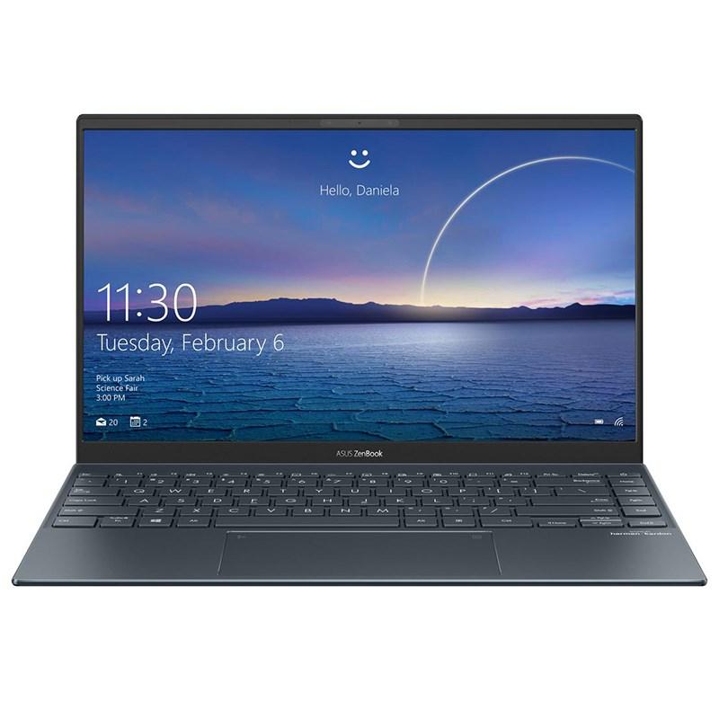 Asus Zenbook 14 UX425JA laptop with a sleek grey design, showcasing its 14-inch FHD display and lightweight build.